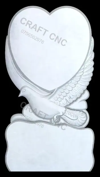 Monument cu inimă și porumbel — model CNC