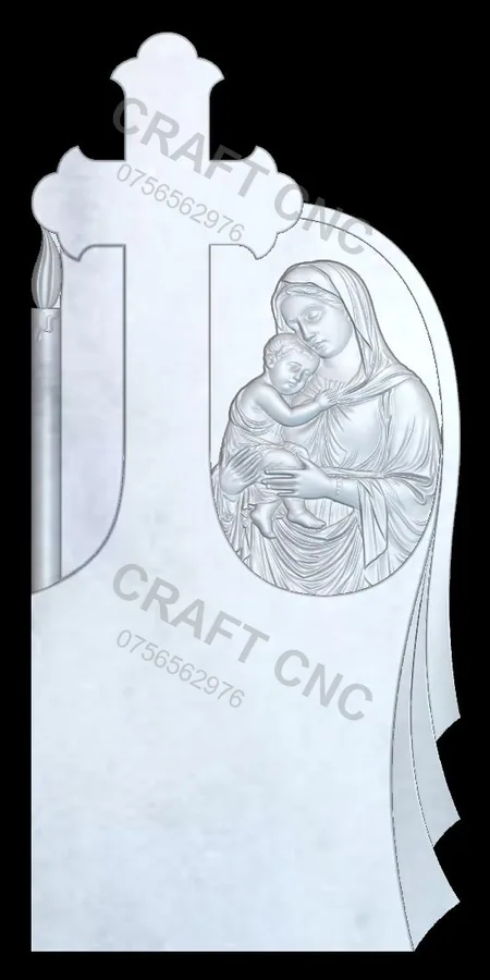 Semitrifoi cu lumânare și medalion — model CNC 3D pentru marmură și granit