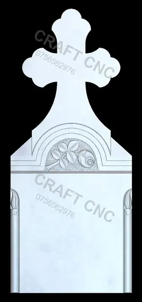 Cruce cu trandafir și lumânări — model CNC