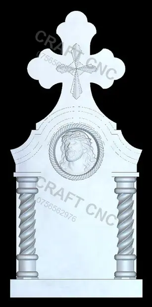 Semitrifoi cu coloane și medalion cu Iisus — model CNC