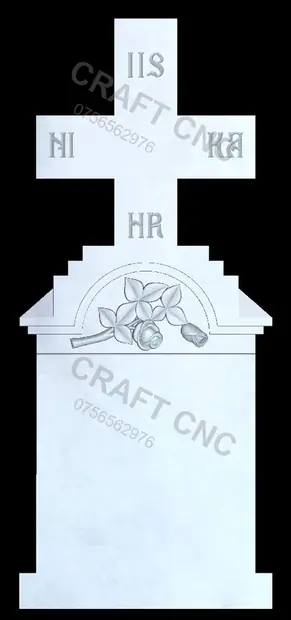 Cruce dreapta cu trandafir și scris — model CNC