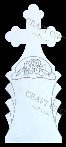 Cruce cu raze si trandafir — model CNC