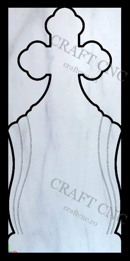 Cruce ovala - 600x1300x60mm sau 80mm — model CNC 3D pentru marmură și granit