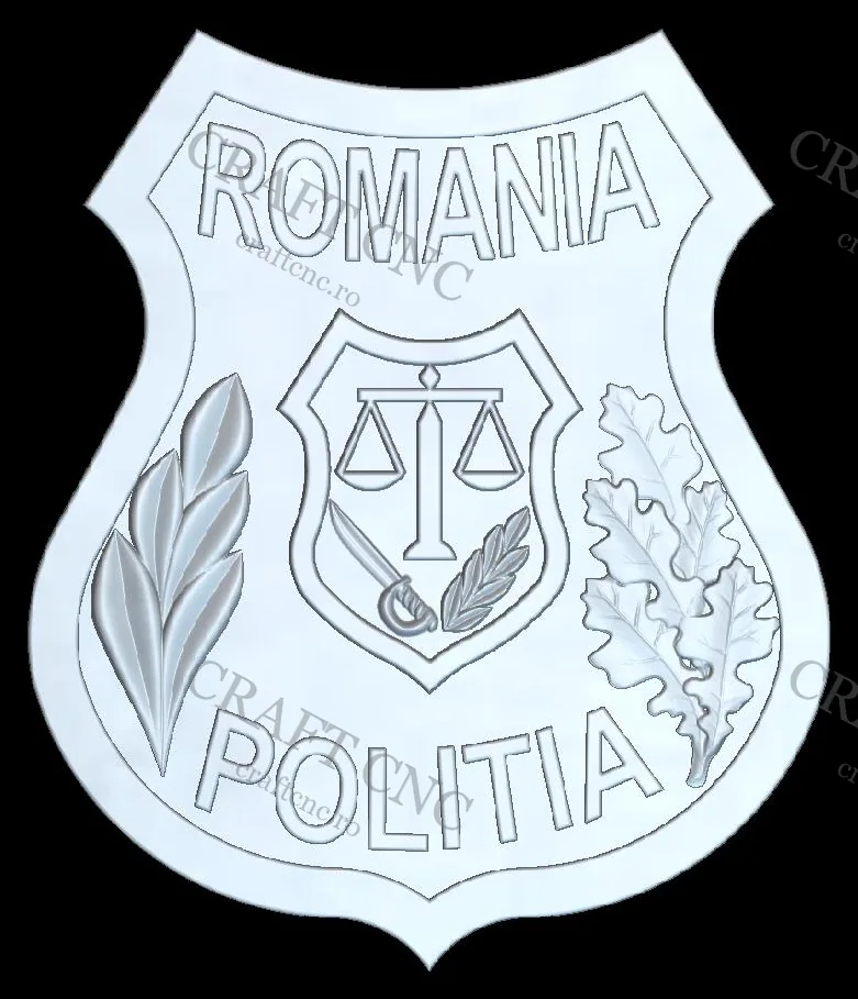 Sigla politia — model CNC 3D pentru marmură și granit