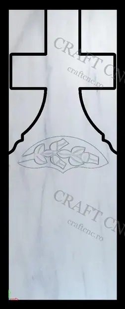 Cruce cu trandafir si cap drept 2D — model CNC