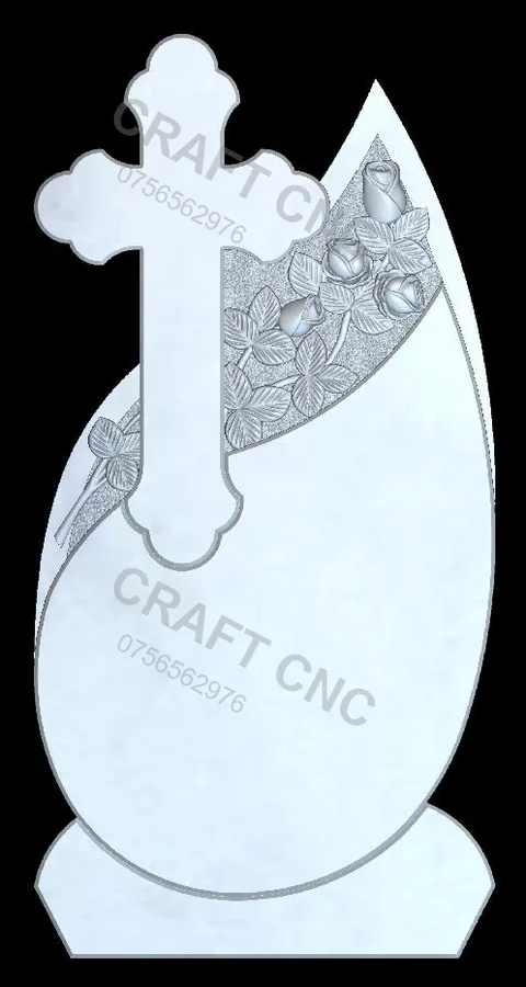Lacrimă cu trandafir — model CNC pentru marmură și granit