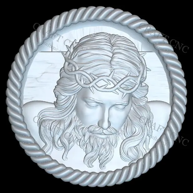Medalion cu Iisus - 350x350x35mm NOU — model CNC