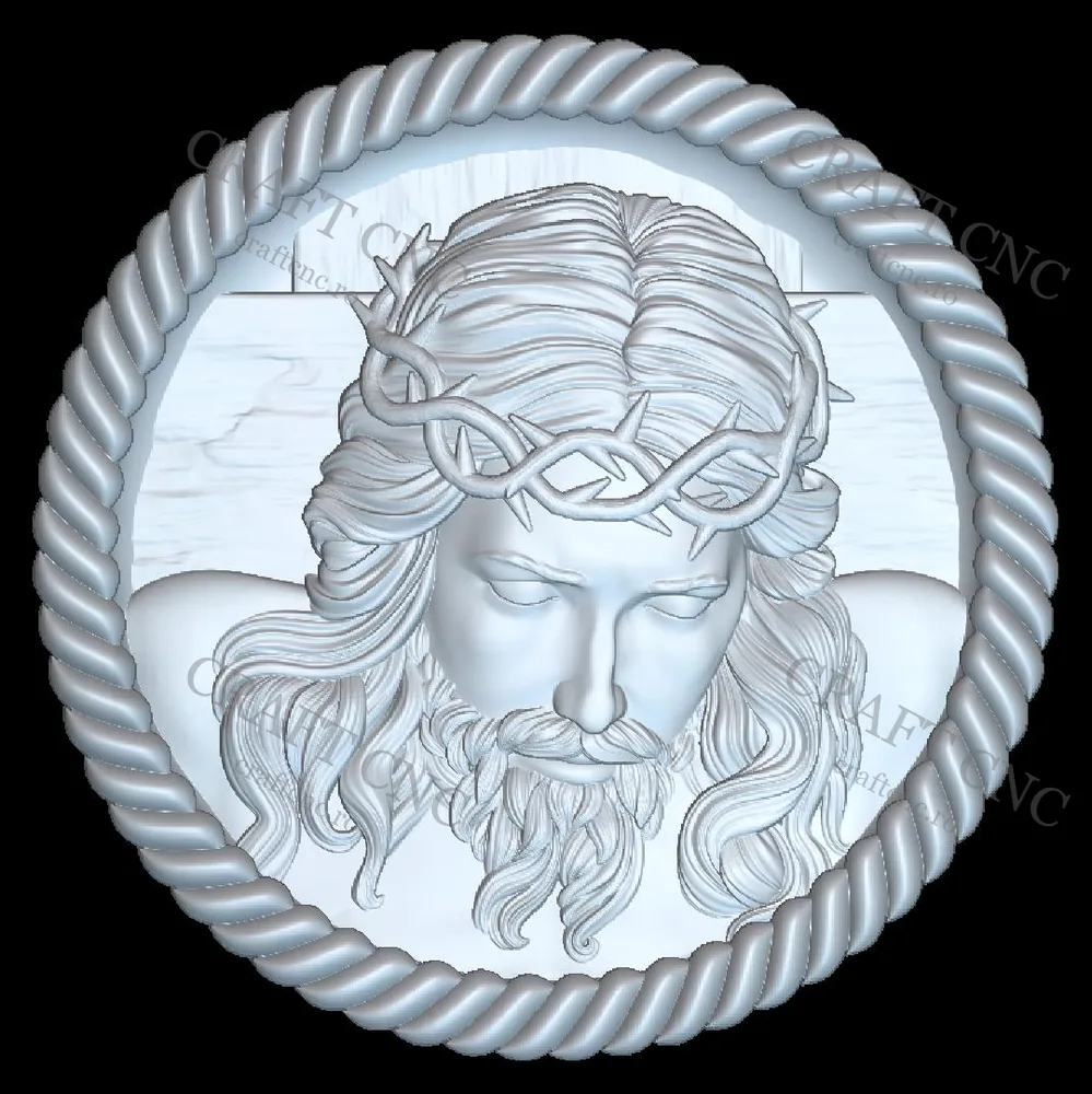 Medalion cu Iisus - 350x350x35mm NOU — model CNC, Craft CNC