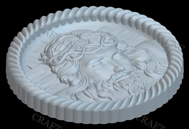 Medalion cu Iisus - 350x350x35mm NOU — miniatură 2