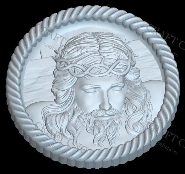 Medalion cu Iisus - 350x350x35mm NOU — miniatură 3