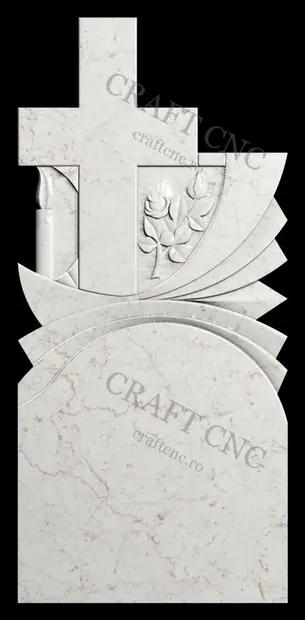 Cruce dreapta cu frunze și trandafiri — model CNC