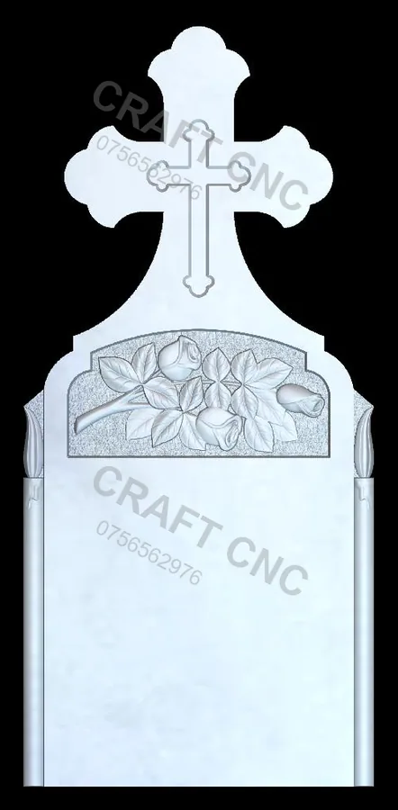 Ortodox cu trandafir și lumânări — model CNC pentru marmură și granit