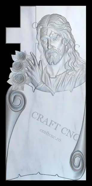 Cruce cu Isus și papirus — model CNC