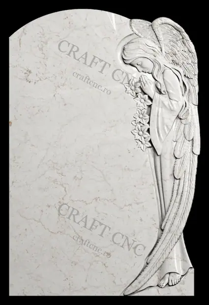 Monument cu înger și flori — model CNC