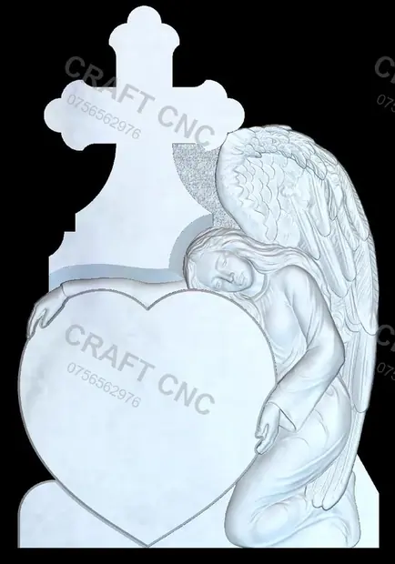 Cruce cu inimă și înger — model CNC