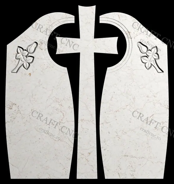 Monument dublu cu raze și trandafir — model CNC