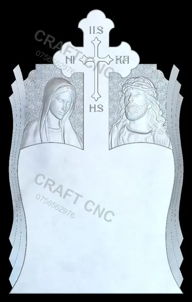 Cruce cu raze și Maica cu Iisus — model CNC