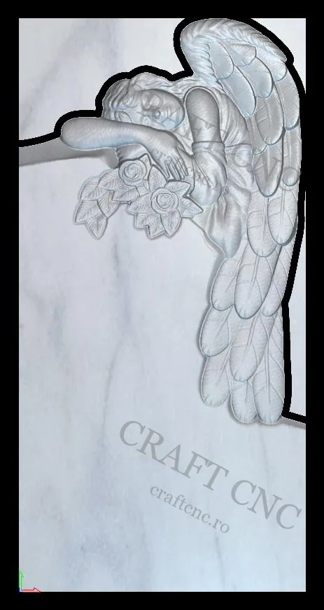 (Dreapta) monument cu înger — model CNC 3D pentru marmură și granit