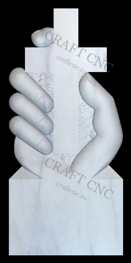 Mâini și cruce — model CNC 3D pentru marmură și granit