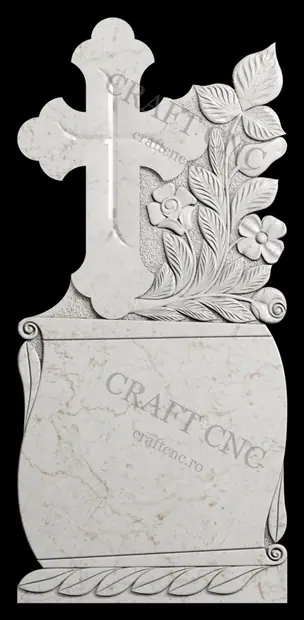 Cruce cu papirus și flori — model CNC