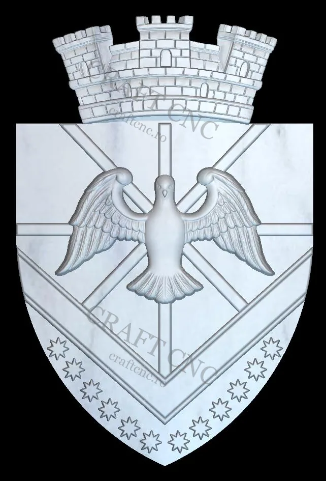 Sigla Voluntari — model CNC 3D pentru marmură și granit