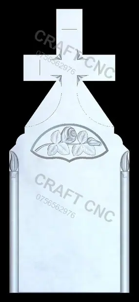 Cruce cu lumânări și trandafir — model CNC
