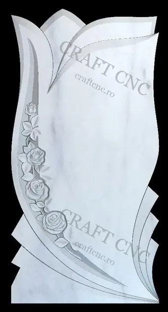 Monument cu trandafiri pe stânga și pe dreapta — model CNC