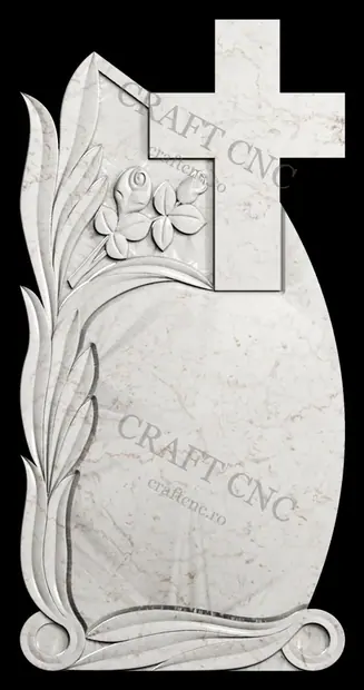 Cruce dreapta cu frunze și trandafiri — model CNC
