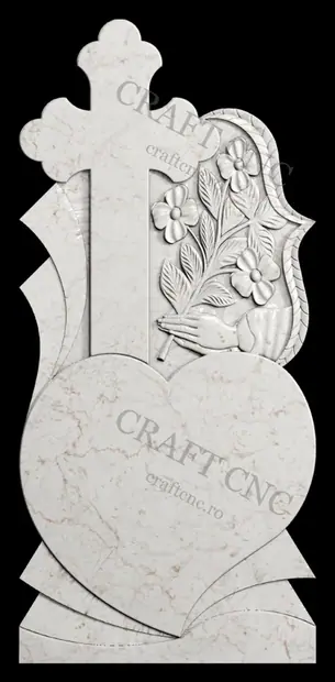Cruce cu frunze și mâini — model CNC