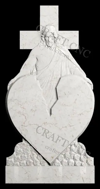 Cruce dreapta cu inimă și Iisus — model CNC