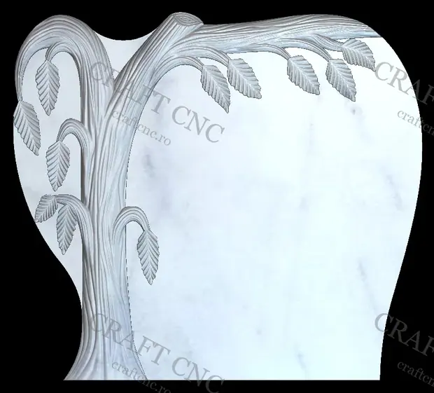Monument cu frunze și copac — model CNC