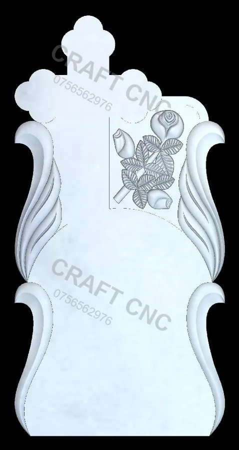 Ciucodi cu trandafir și cruce — model CNC 3D pentru marmură și granit