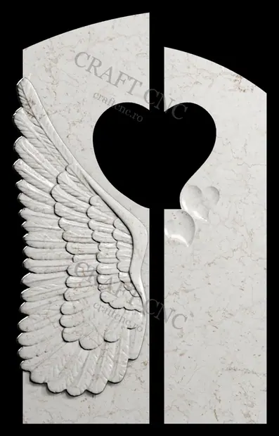 Monument cu aripă și inimă — model CNC