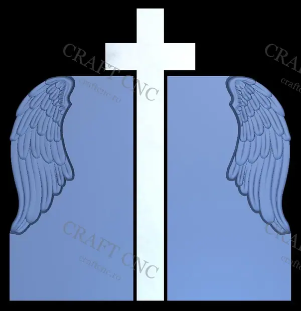 Monument dublu cu aripa — model CNC