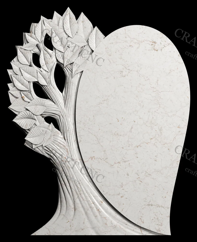 Monument cu lacrimă și copac — model CNC 3D pentru marmură și granit