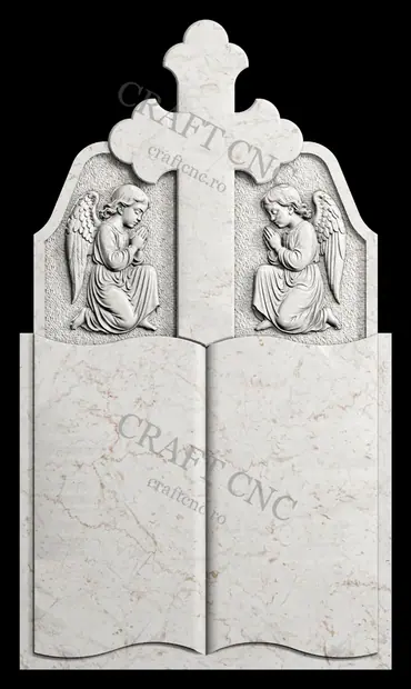 Monument cu carte și îngerași 21 — model CNC