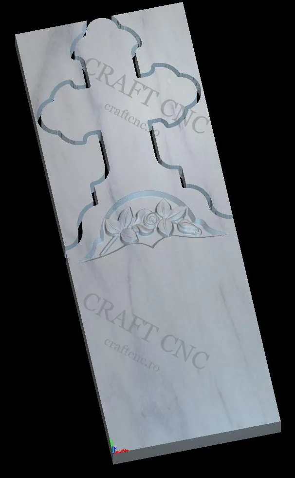 Semitrifoi cu trandafir — model CNC 3D pentru marmură și granit