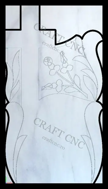 Cruce dreapta cu trandafiri — model CNC