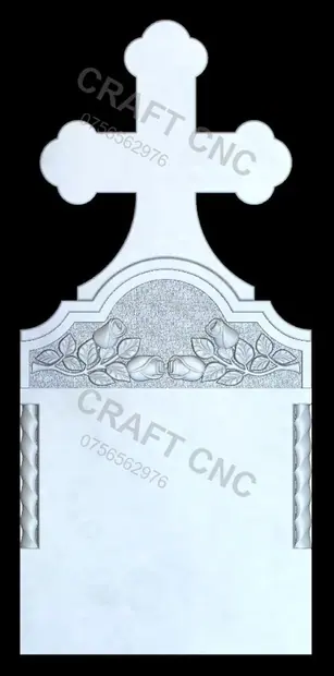 Cruce cu coloane și trandafiri (buceardat) — model CNC