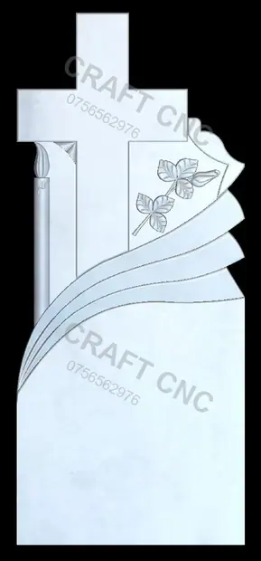 Cruce cu raze și trandafir — model CNC