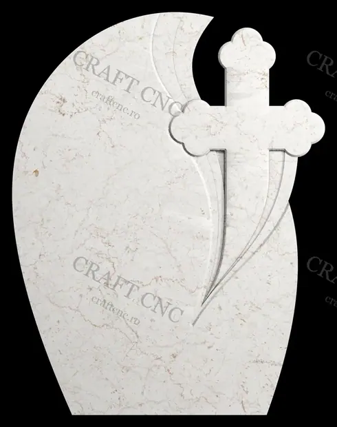 Monument cu raze si cruce trifoi — model CNC pentru marmură și granit