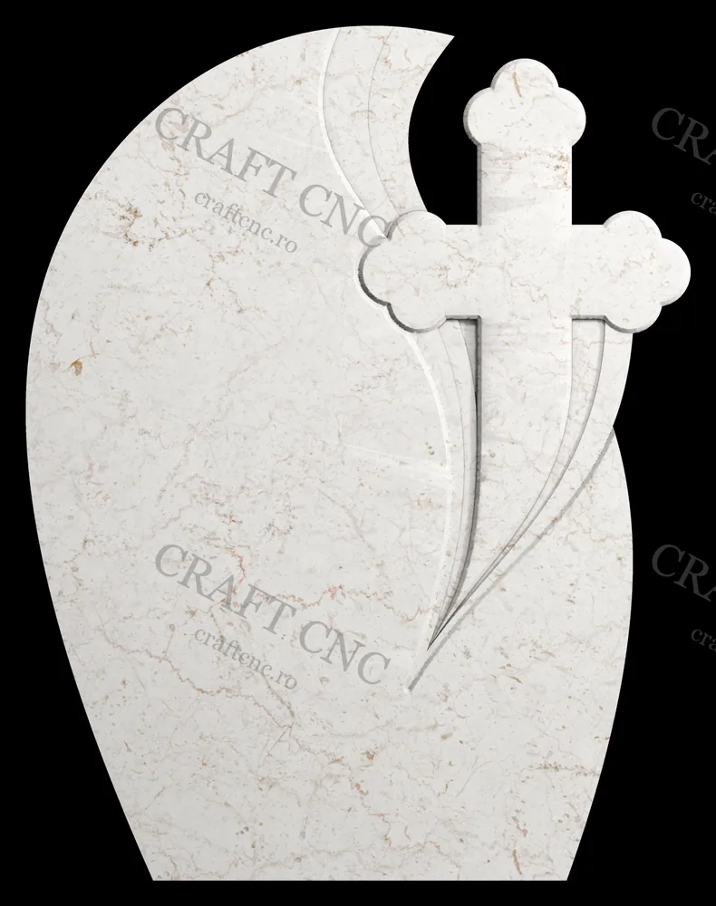 Monument cu raze si cruce trifoi — model CNC 3D pentru marmură și granit