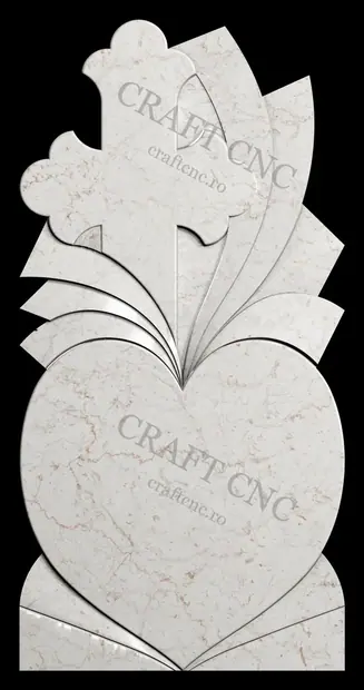 Semitrifoi cu inima si raze — model CNC