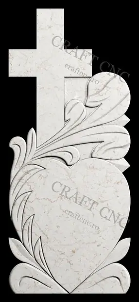 Cruce dreapta cu inima si frunze — model CNC