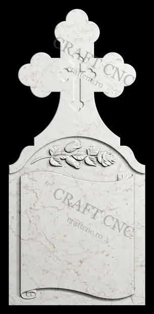 Cruce trifoi cu trandafir si papirus — model CNC