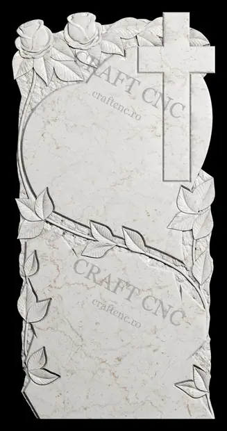 Inima cu cruce si trandafiri — model CNC