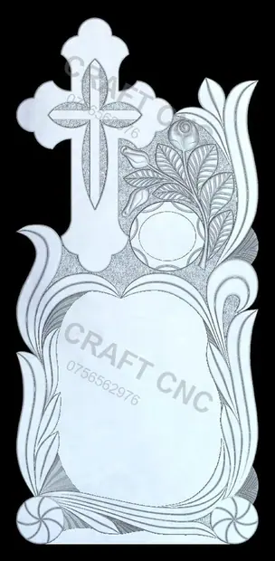 Cruce cu raze și trandafiri — model CNC