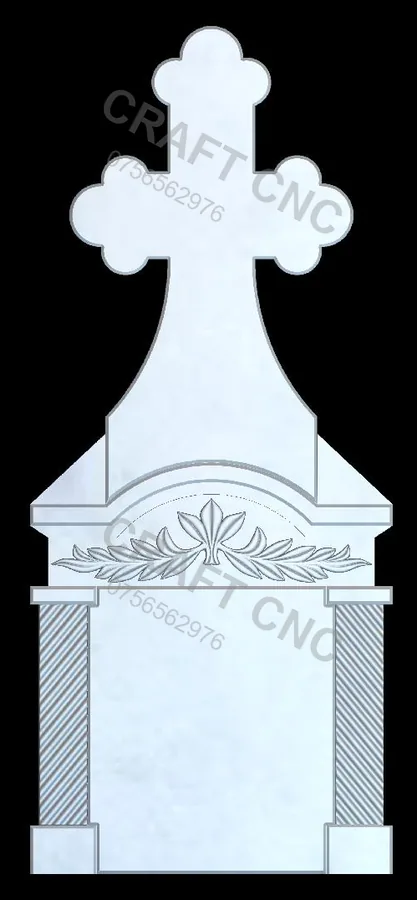 Cruce cu coloane și ornament — model CNC 3D pentru marmură și granit
