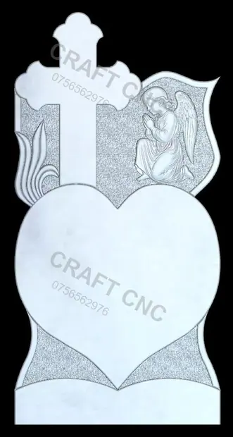 Cruce cu inimă și înger — model CNC