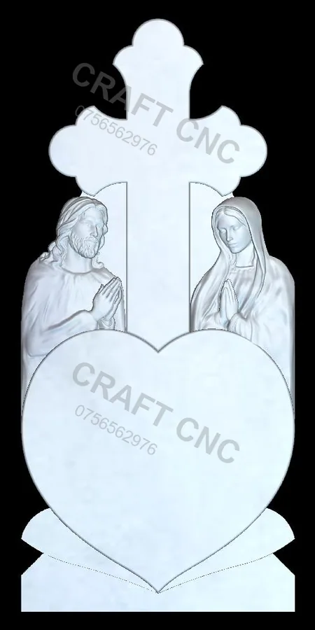 Cruce cu maica și Iisus — model CNC 3D pentru marmură și granit